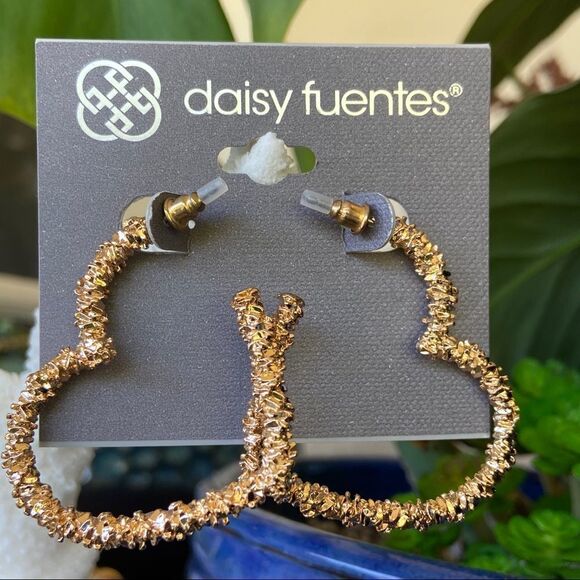 Gold Heart Hoop Daisy Fuentes Fashion Earrings $16ea / 3 for $25 - Picture 9 of 9
